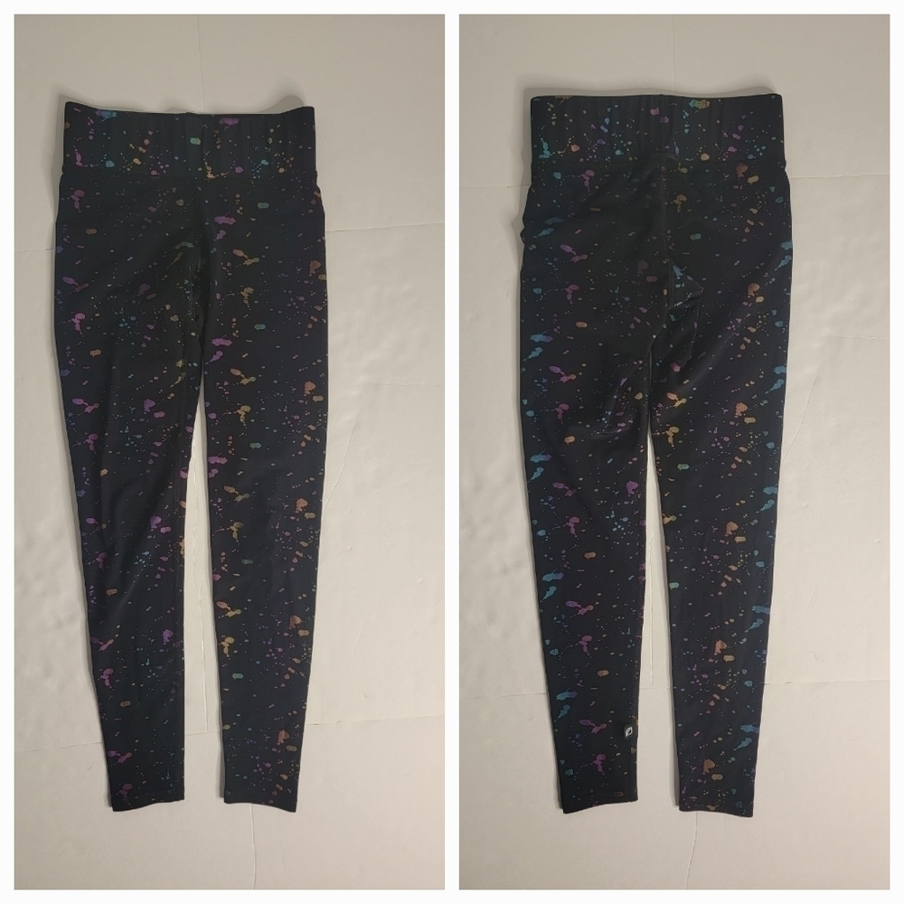 Terez Sz XS Leggings Foil Paint Splatter Printed Athletic Activewear 2225